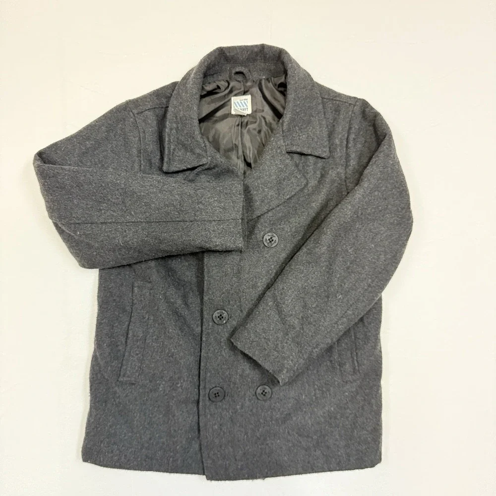 Old Navy Wool Blend Pea Coat Peacoat Double‎ Breasted Gray Girl Size Large 10-12
